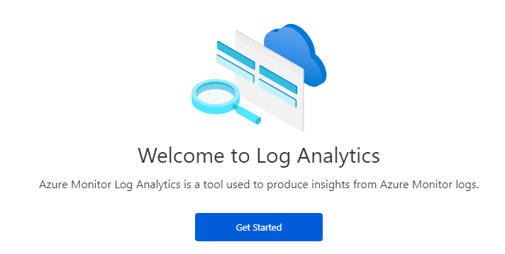 The screenshot displays the Welcome to Log Analytics blade.