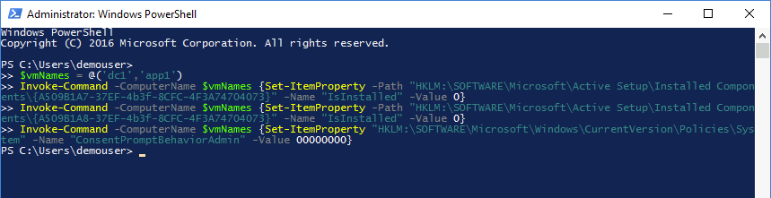 Image showing the PowerShell with the script listed above pasted in.