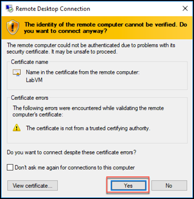 The remote closed the connection. The Identity of the Remote Computer cannot be verified. Your Computer cant connect to the Remote Computer because the connection broker RDP indeed cm.